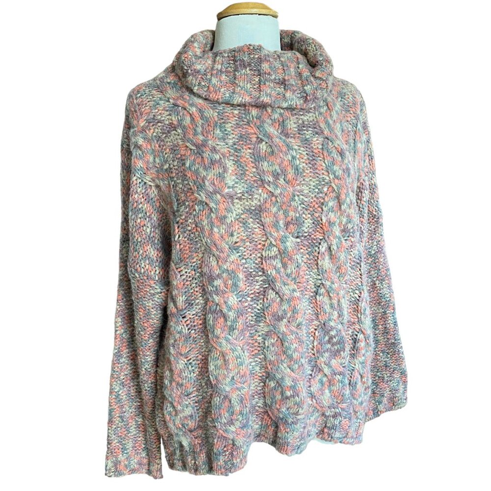 NWT Aspen Chunky Wool Cable Knit Sweater Fisherman Italy Space Dyed Ski-Aprés-L